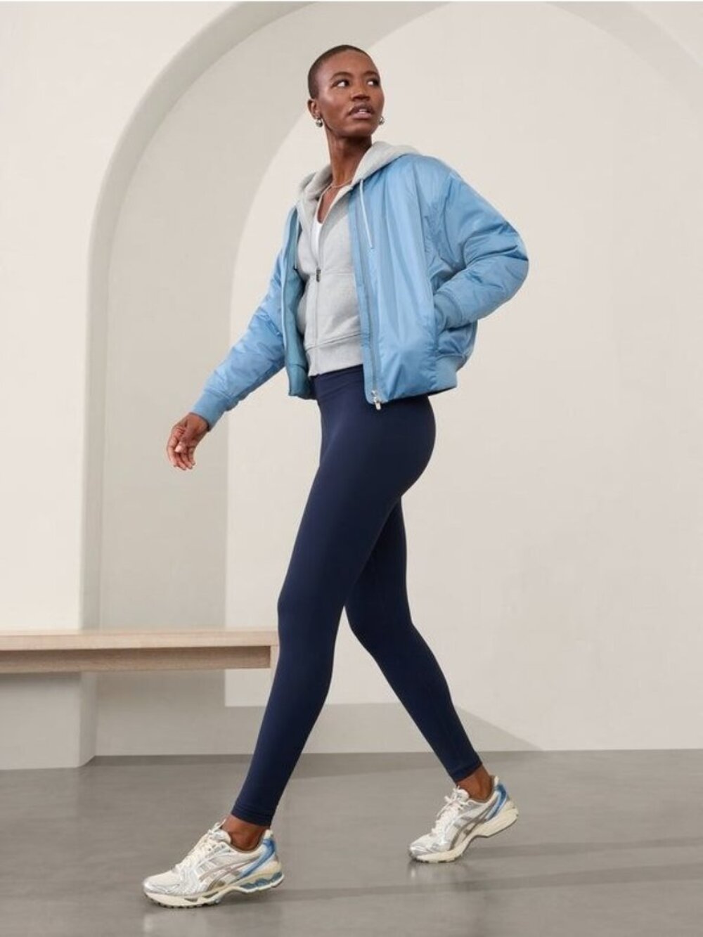 Athleta Sateen Bomber Jacket Coat Blue size XL and Large NWT